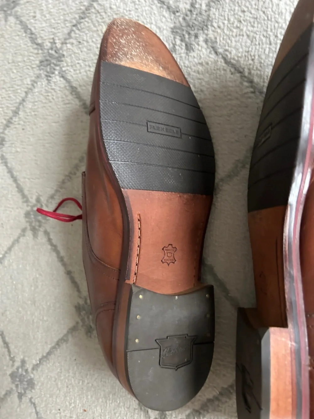 Florsheim Brown Leather Cap-Toe Oxfords with Red Laces